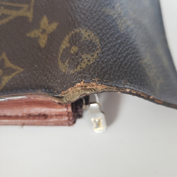 LOUIS VUITTON LV Vintage Sarah Envelope Wallet Leather Large Clutch Brown - Picture 10 of 13